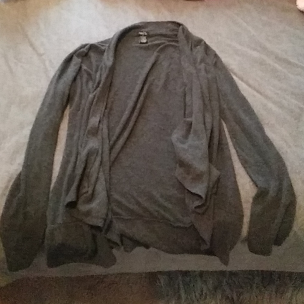 Dark grey long sleeve thin cardigan